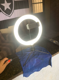 KIT LUZ RING LIGHT 8 POL + TRIPÉ DE MESA + SUPORTE PARA CELULAR