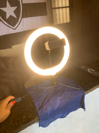 KIT LUZ RING LIGHT 8 POL + TRIPÉ DE MESA + SUPORTE PARA CELULAR