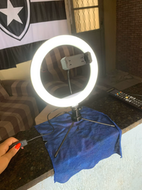 KIT LUZ RING LIGHT 8 POL + TRIPÉ DE MESA + SUPORTE PARA CELULAR