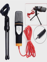 MICROFONE PROFISSIONAL DE 3,5 MM PARA GRAVAÇÃO DE VIDEOS E LIVES + COM SUPORTE TRÍPE