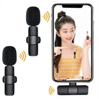 MICROFONE TIPO C SEM FIO PARA TRANSMISSÃO AO VIVO E GRAVAÇÃO DE VIDEOS COM REDUÇÃO DE RUÍDO.